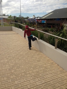 P looks for our family's brick at the entrance to the new RSPCA.
